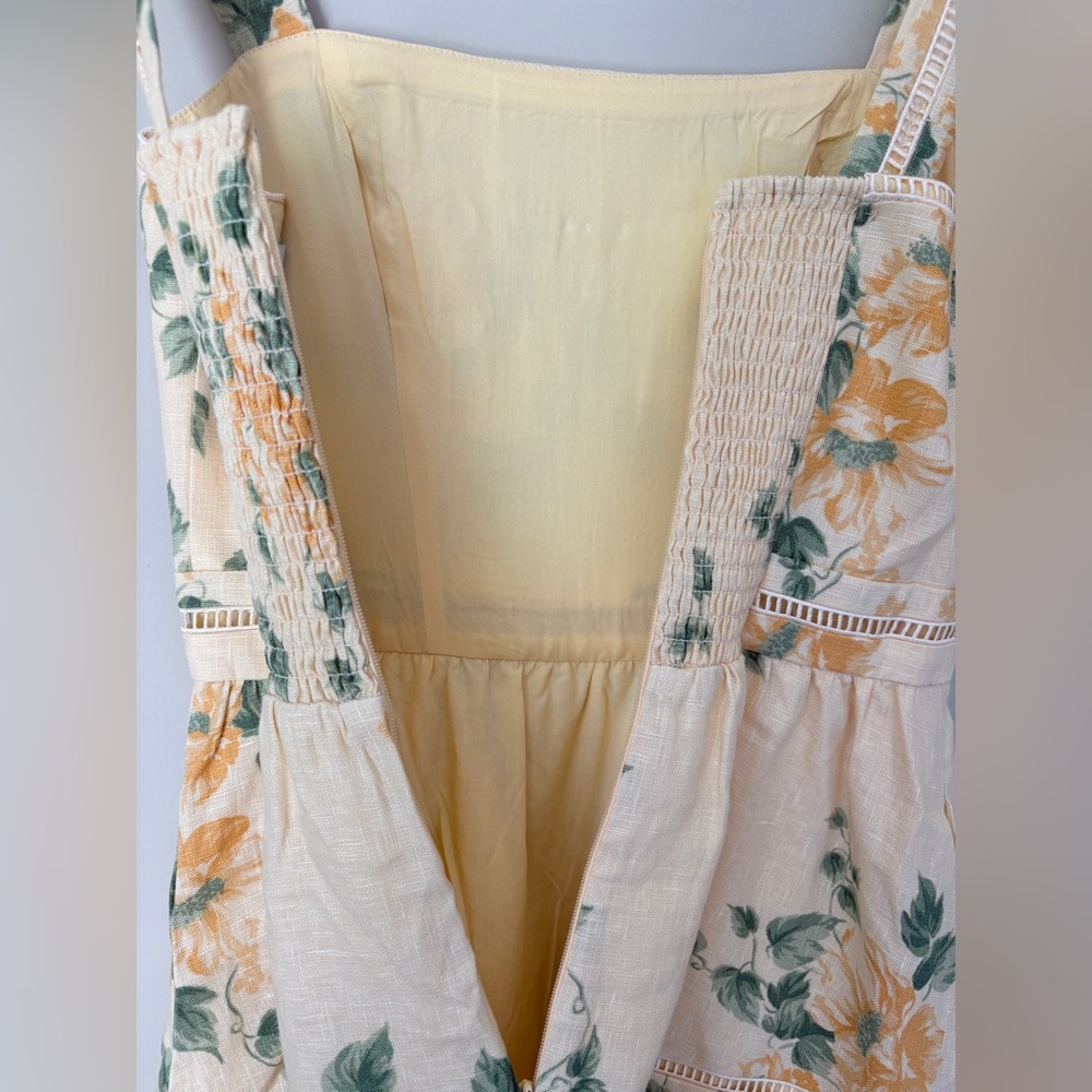 NEW Reformation Everett Linen Midi Dress Radiance Yellow Floral | US 4 UK 8 - Picture 13 of 16